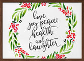 Watercolor wreath with holiday wishes Poster