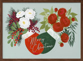 Floral mittens Merry Christmas in mint Poster