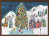 Christmas village in the snow Poster