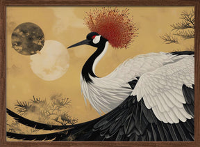 Abstract red-crowned crane Poster