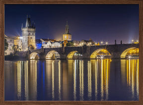 Night impression of Charles Bridge with Old Town Bridge Tower Poster