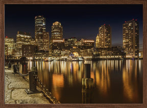 BOSTON Fan Pier Park &amp; Skyline at night Poster