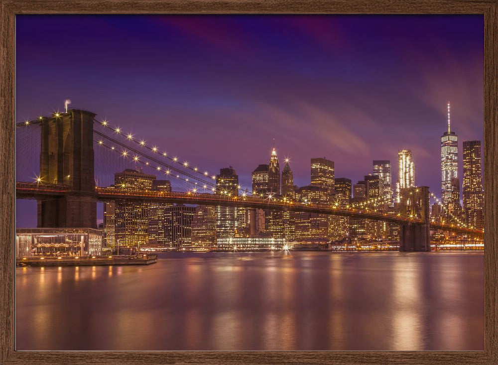 BROOKLYN BRIDGE New York City Sunset Poster