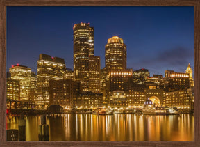 BOSTON Fan Pier Park &amp; Panoramic Skyline in the evening Poster