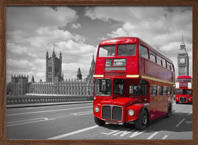 Red Buses in London Poster