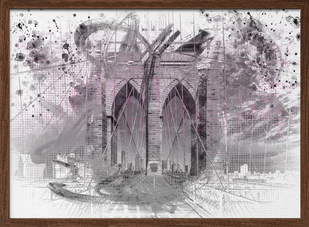 City Art Brooklyn Bridge im Detail | pink Poster