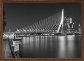 ROTTERDAM Erasmus Bridge with Willemskade by night | Monochrome Poster