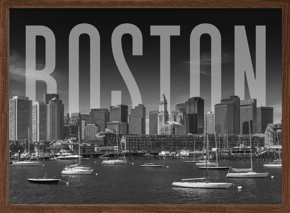 BOSTON Skyline Monochrome Poster