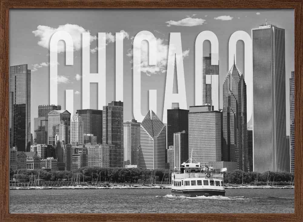 CHICAGO Skyline Monochrome Poster