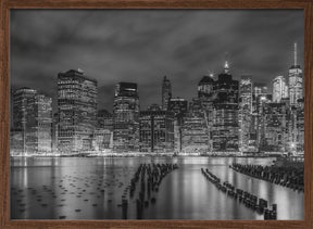 NEW YORK CITY Monochrome Night Impressions Poster