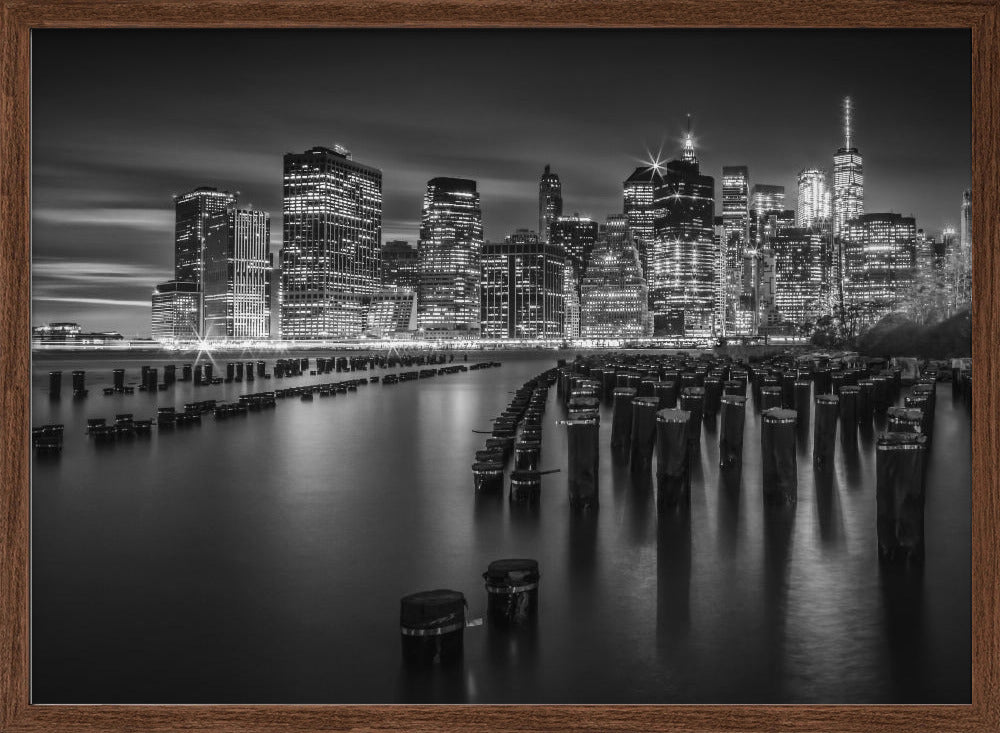 Manhattan Monochrome Skyline after Sunset Poster