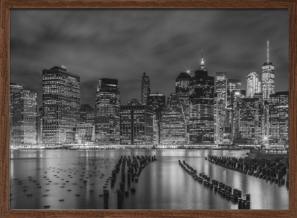 NEW YORK CITY Monochrome Night Impressions - Panoramic Poster