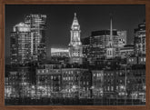 BOSTON Monochrome evening skyline of North End &amp; Financial District Poster