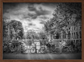 AMSTERDAM Typical Cityscape in monochrome Poster