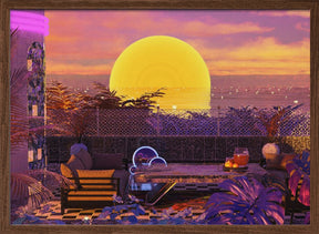 Retro Futurism Vaporwave Sunset Poster