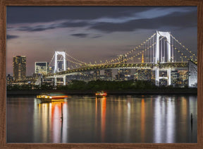 Gorgeous Rainbow Bridge and Tokyo Skyline at sunset - Panorama Poster