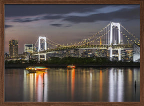 Charming Rainbow Bridge and Tokyo Skyline at sunset - Panorama Poster