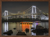 Charming Rainbow Bridge with Tokyo Skyline in the evening - Panorama Poster