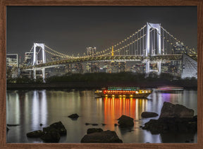 Gorgeous Rainbow Bridge with Tokyo Skyline in the evening Poster