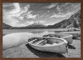 Idyllic Lake Shoji with Mount Fuji - monochrome Poster