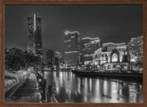 Fascinating Yokohama skyline at night - monochrome Poster