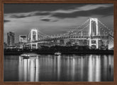 Gorgeous Rainbow Bridge and Tokyo Skyline at sunset - monochrome panorama Poster