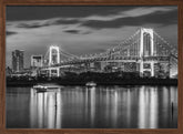 Charming Rainbow Bridge and Tokyo Skyline at sunset - monochrome panorama Poster