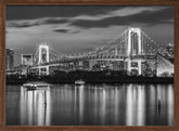 Gorgeous Rainbow Bridge and Tokyo Skyline at sunset - monochrome Poster