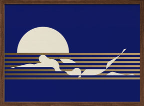 Swimmer Horizontal / Blue Poster