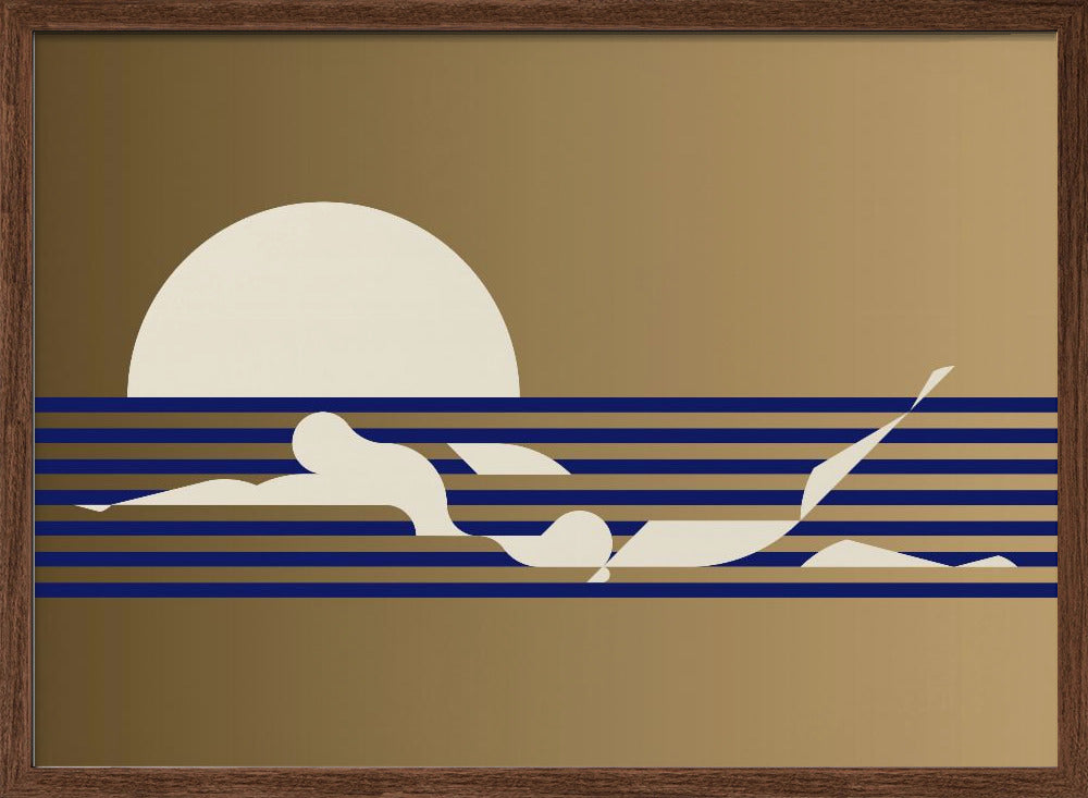 Swimmer Horizontal / Gold Poster