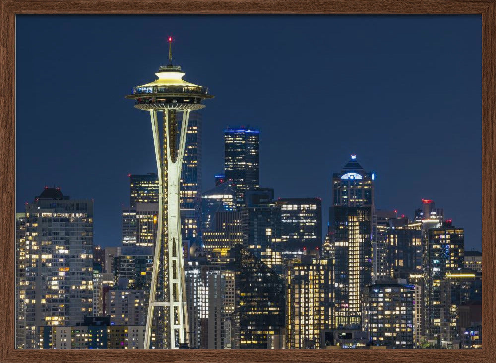 Breathtaking Seattle skyline at blue hour Poster