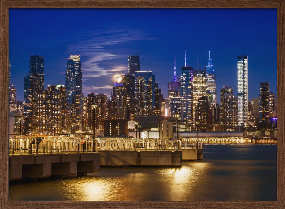 Midtown Manhattan Skyline with Harvest Moon Poster