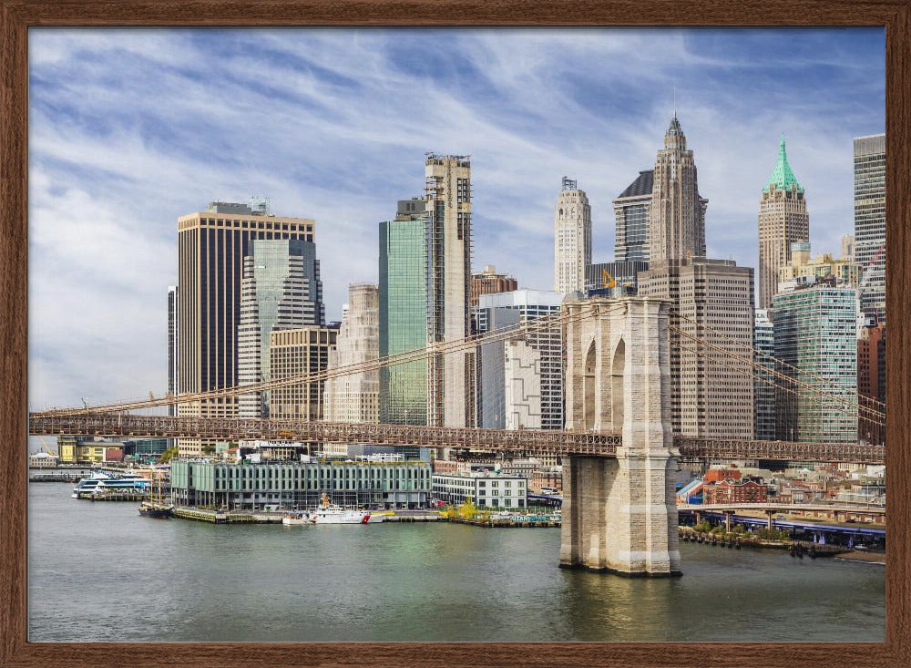 Brooklyn Bridge with Pier 17 and South Street Seaport Poster