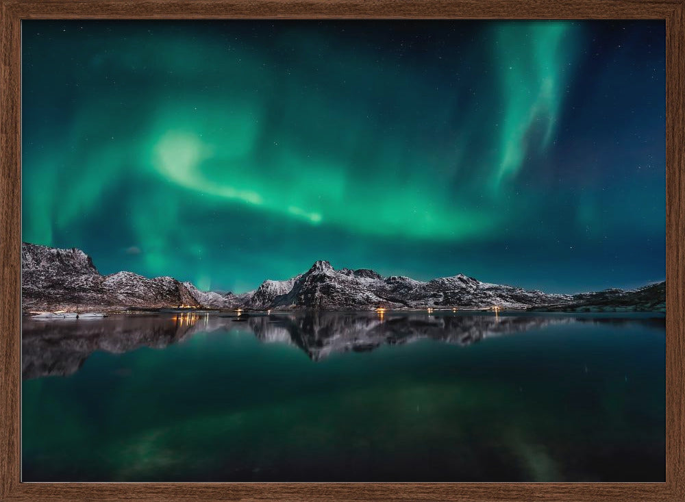 Lofoten Aurora Reflection Poster