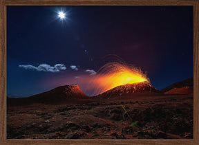 Lava flow with the moon Poster