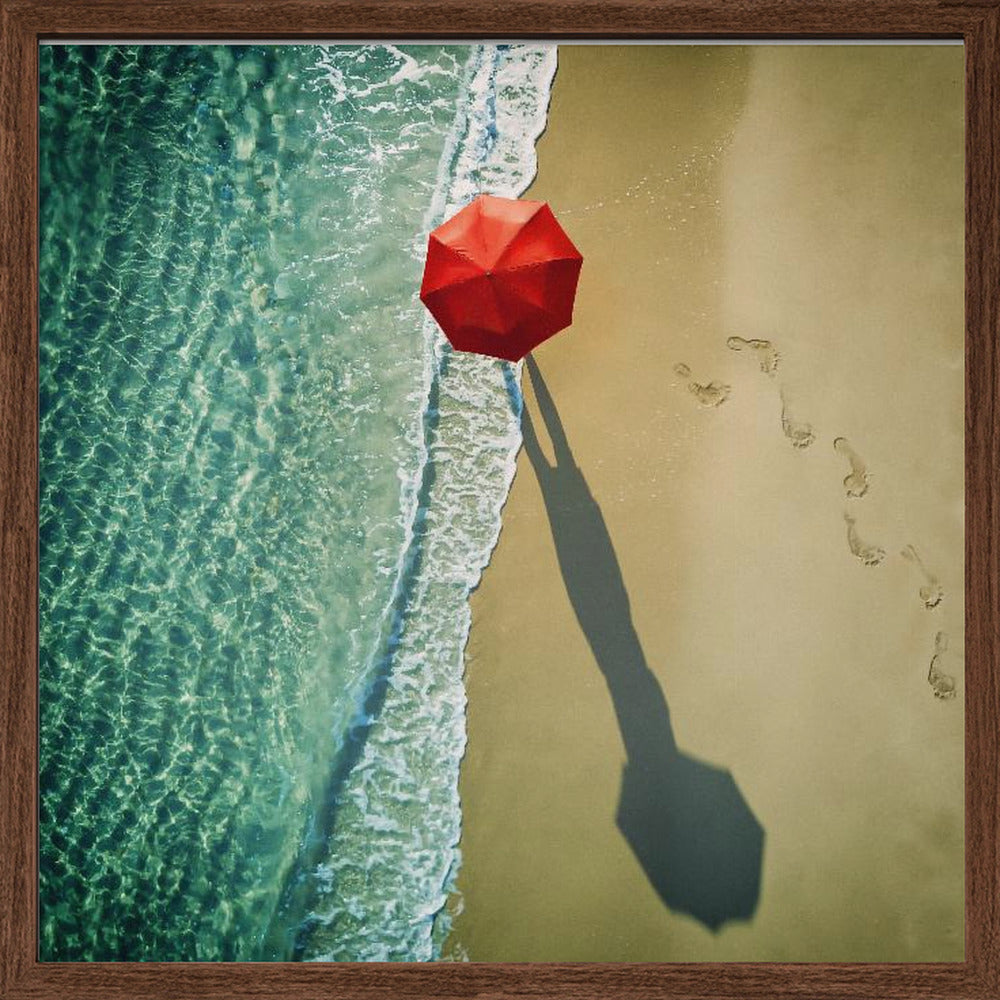 Red Beach Umbrella Poster