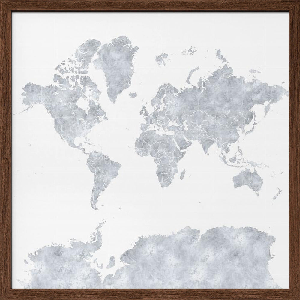 Gray world map Poster