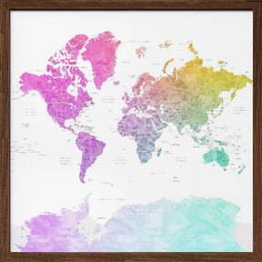 Leo world map with countries Poster