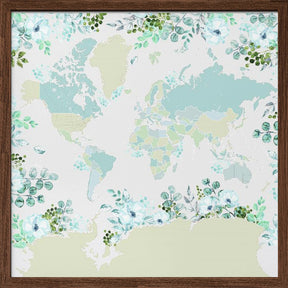 Marie world map with greenery Poster