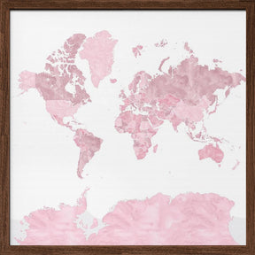 Melit pink watercolor world map Poster