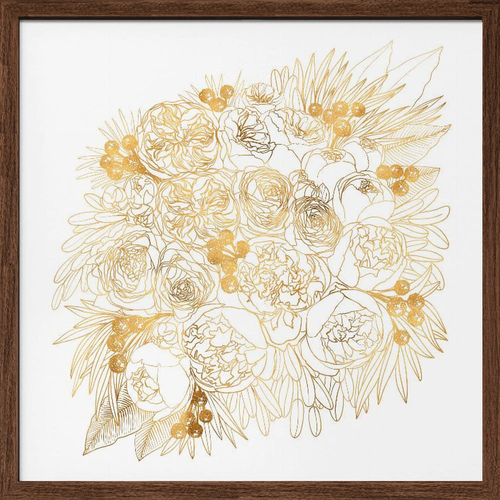 Rekha floral bouquet in gold Poster