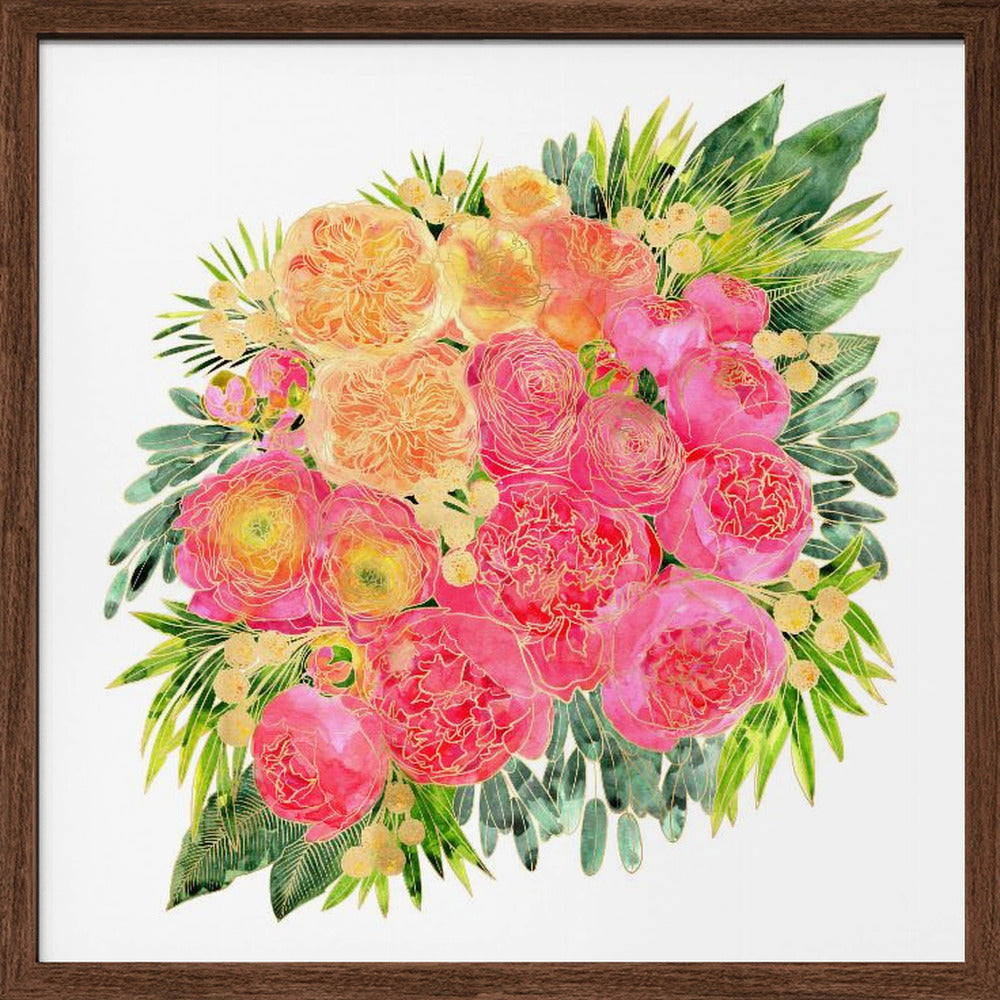 Rekha colorful watercolor bouquet Poster