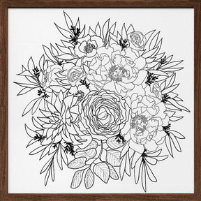 Nanette flower bouquet in black and white Poster