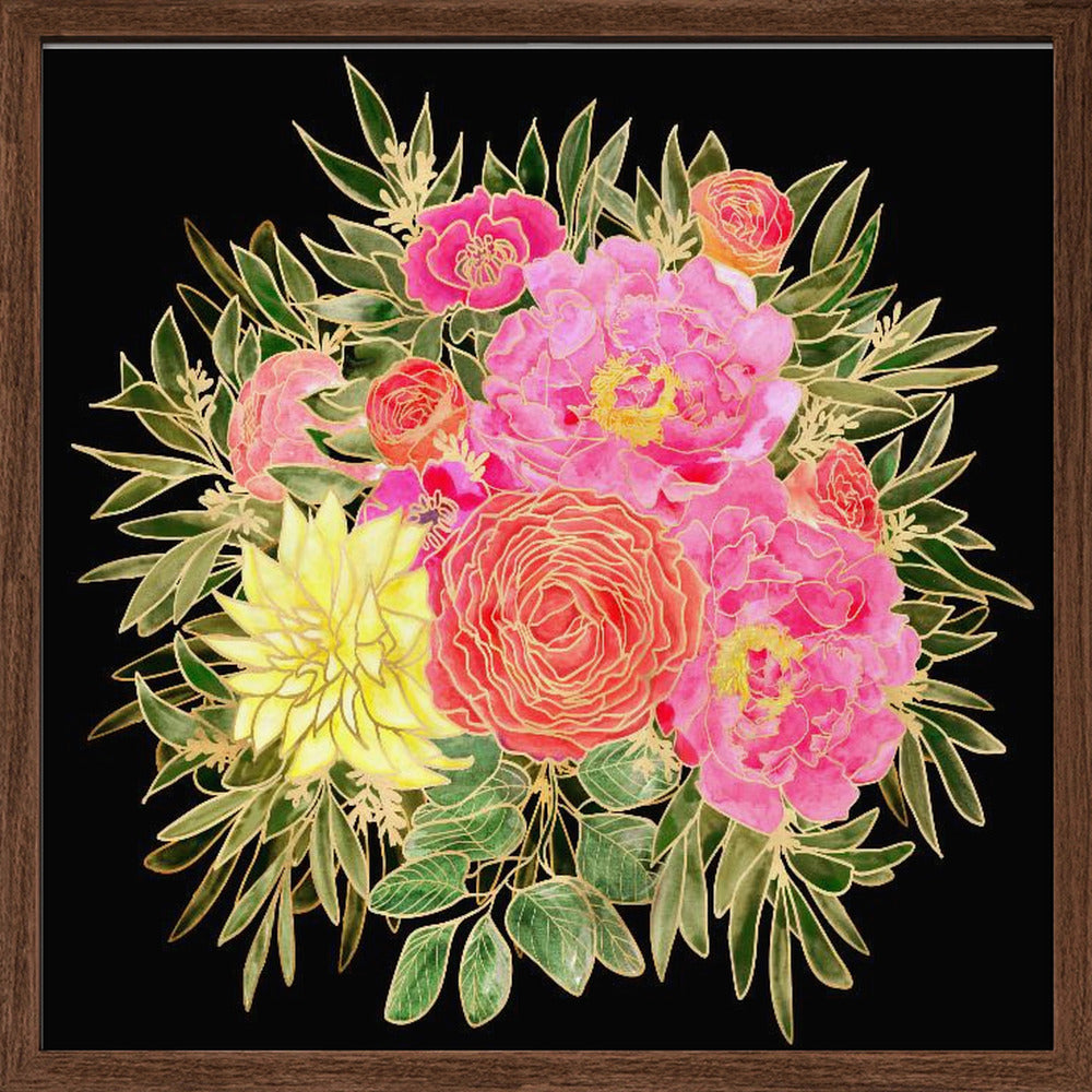 Colorful Nanette bouquet in black Poster