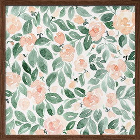 Miriam flowers in coral Poster