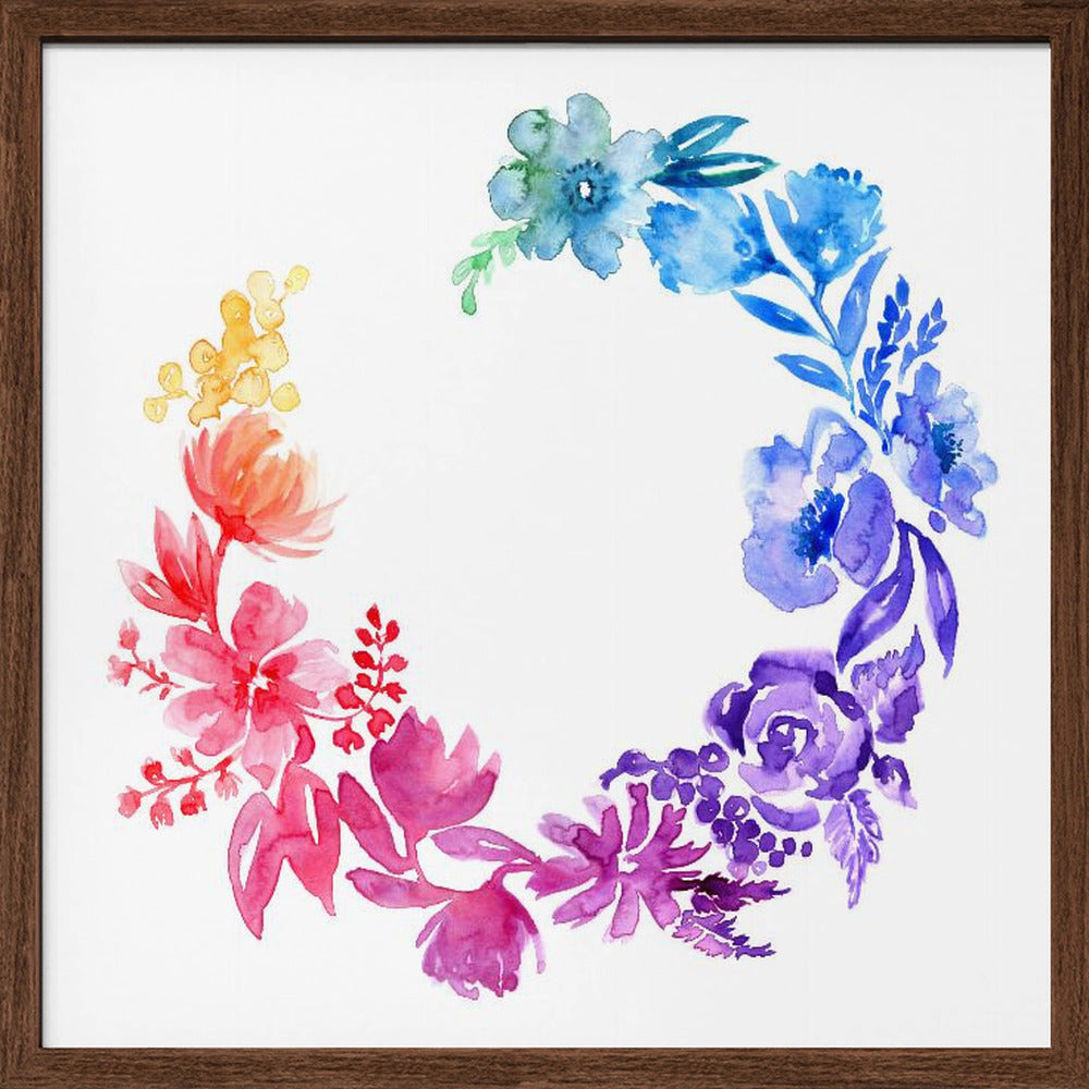 Ombre watercolor wreath Poster