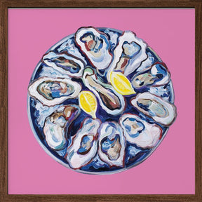 Oysters On a Plate Pink Poster