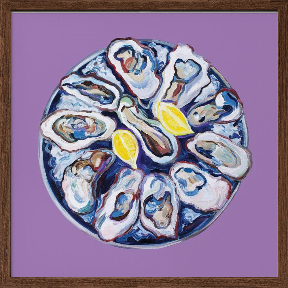 Oysters On a Plate Purple Poster