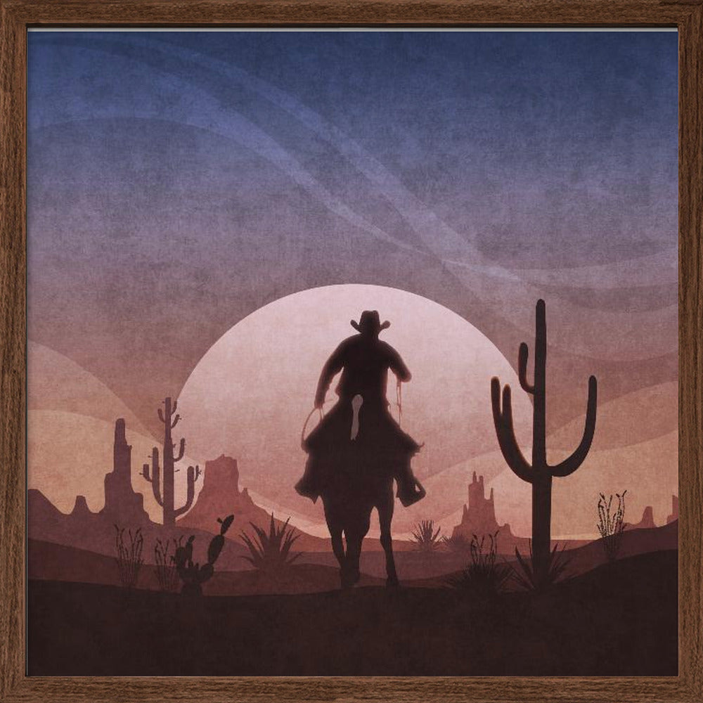 Cowboy Sunset Poster