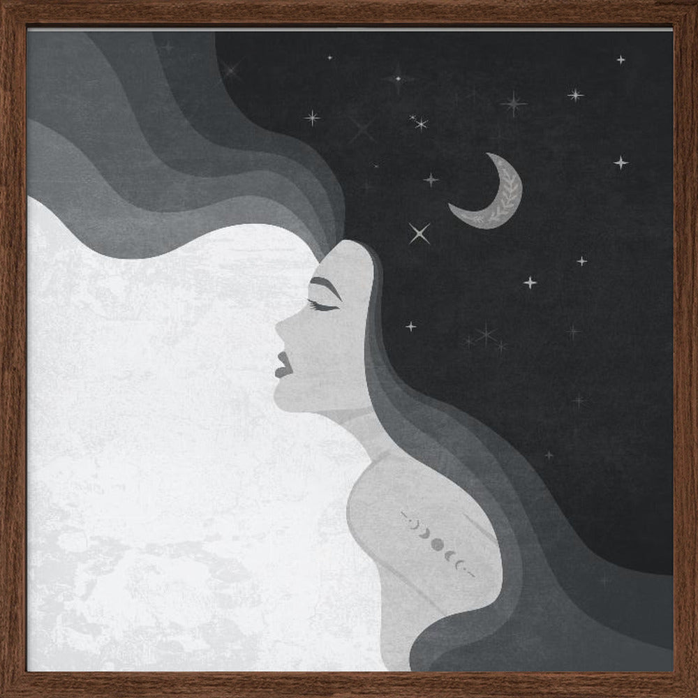 Moon Lady Bw Poster